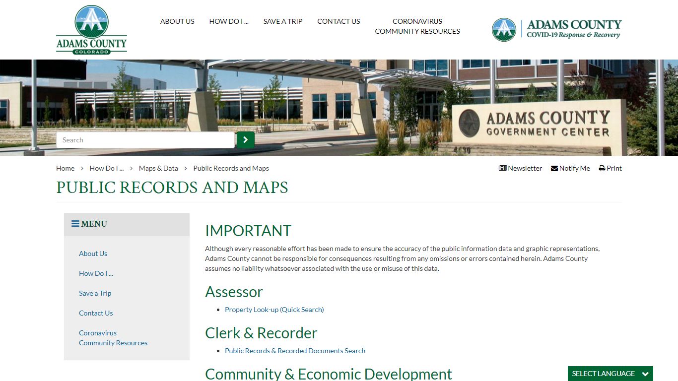 Public Records and Maps | Adams County Government