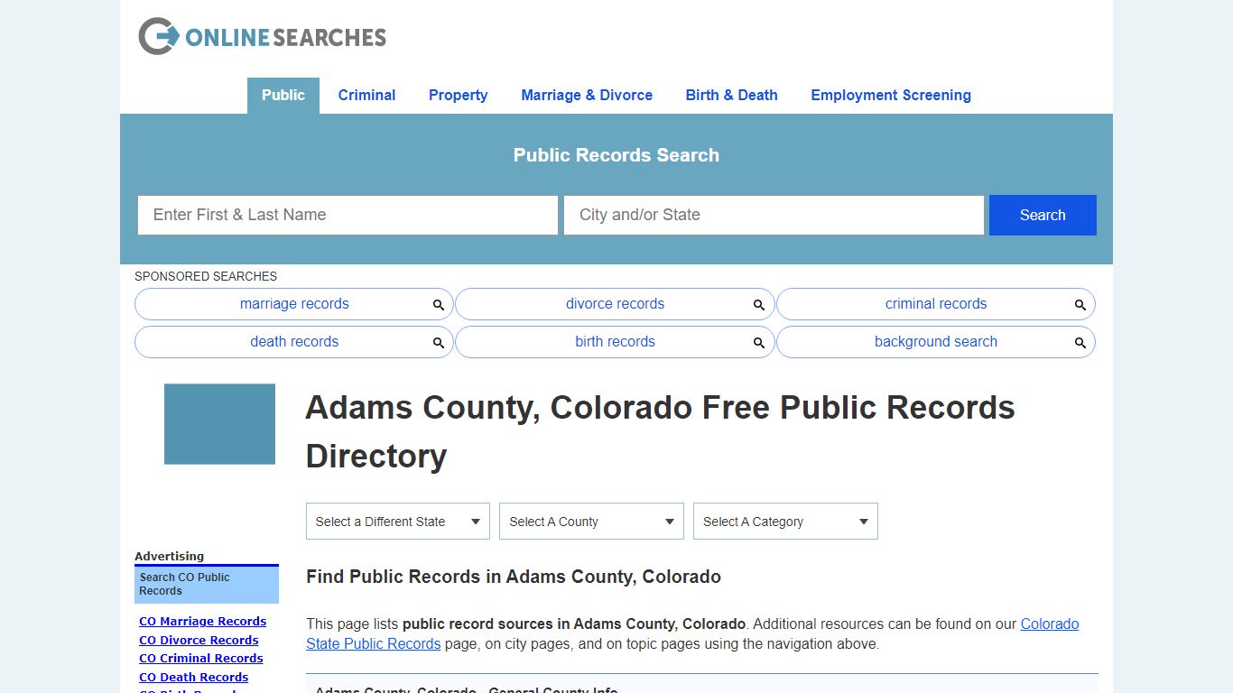 Adams County, Colorado Public Records Directory