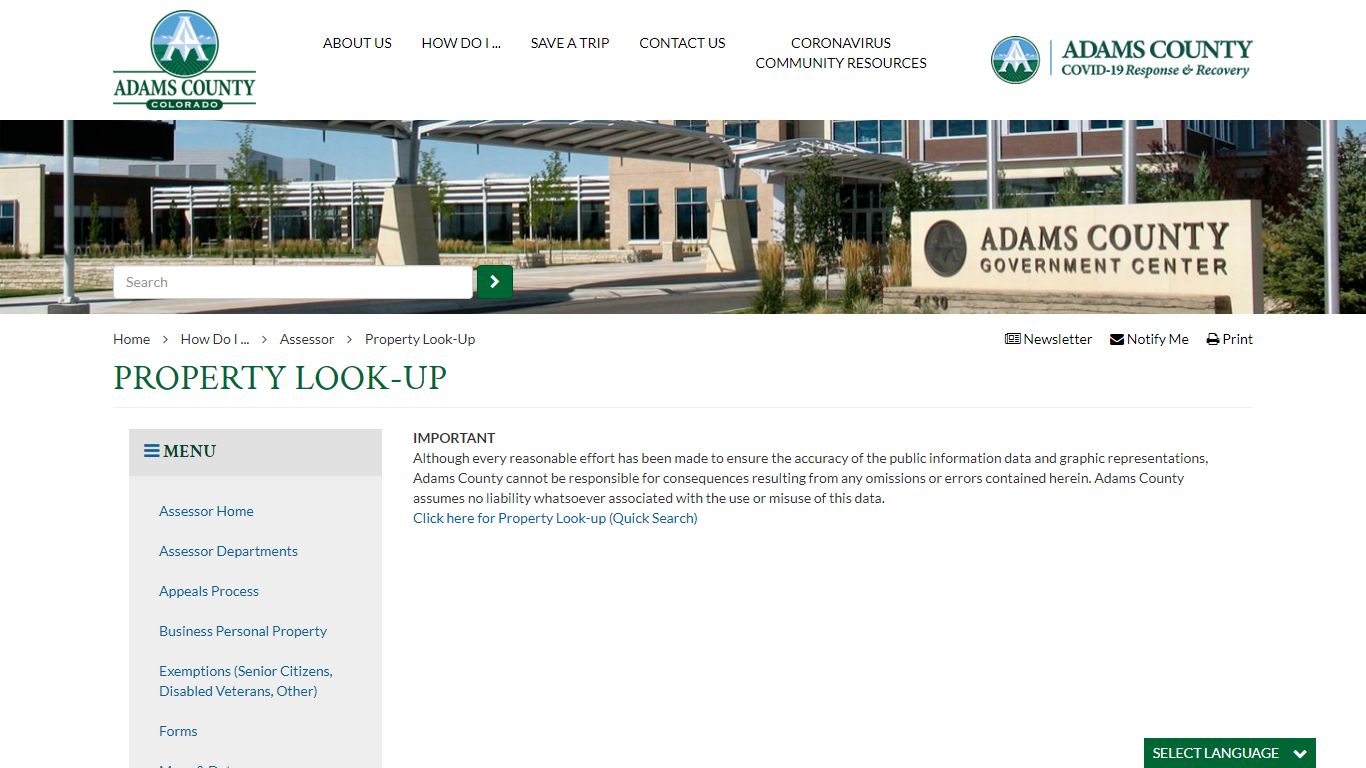 Property Look-Up | Adams County Government